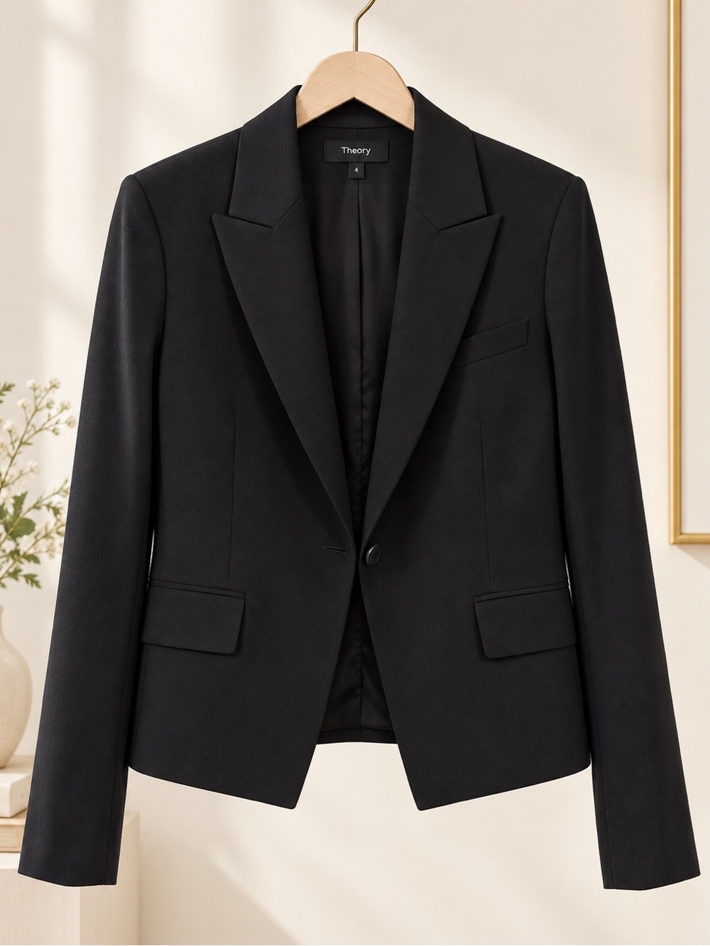 Theory Black Tailored Single-Button Blazer